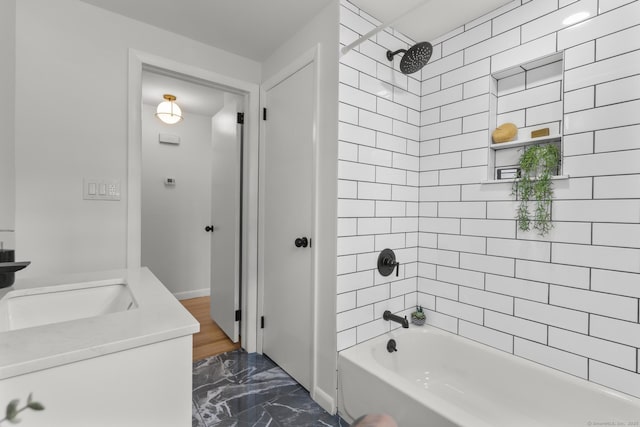 103 Perry Rd, Bristol, CT 06010 - bathroom featuring marble finish flooring, shower / bathtub combination, and vanity