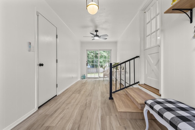 103 Perry Rd, Bristol, CT 06010 - foyer entrance with light wood-style floors and a ceiling fan
