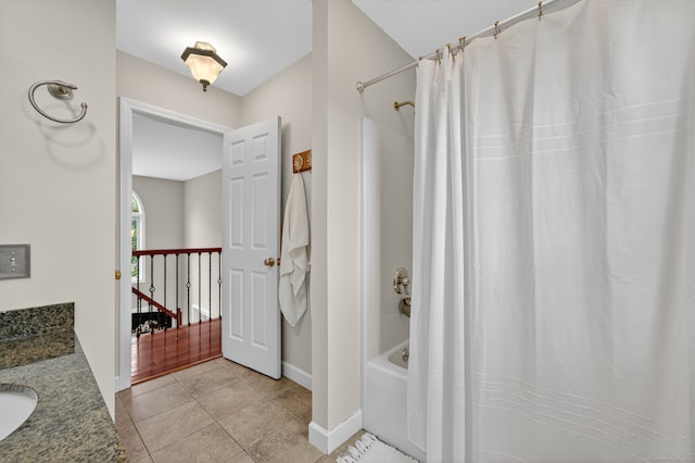 26 Rockwood Dr, Portland, CT 06480 - full bath featuring shower / tub combo with curtain, vanity, and tile patterned flooring