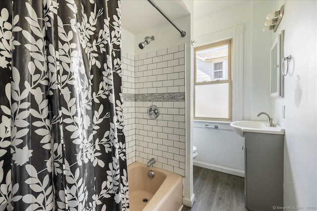 118 New Haven Ave, Derby, CT 06418 - full bath with vanity, wood finished floors, and shower / bath combo