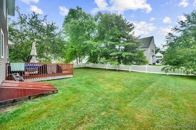 51 Olde Village Cir Unit 51, Wallingford, CT 06492 - fenced backyard featuring a wooden deck