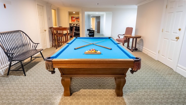 7 Taunton Ln, Newtown, CT 06470 - rec room with carpet, billiards, and crown molding