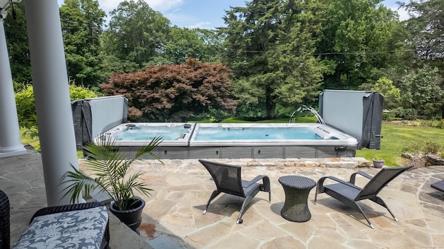 7 Taunton Ln, Newtown, CT 06470 - view of swimming pool featuring a hot tub, a patio, and a pool