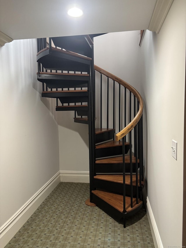 7 Taunton Ln, Newtown, CT 06470 - stairway featuring tile patterned floors and baseboards