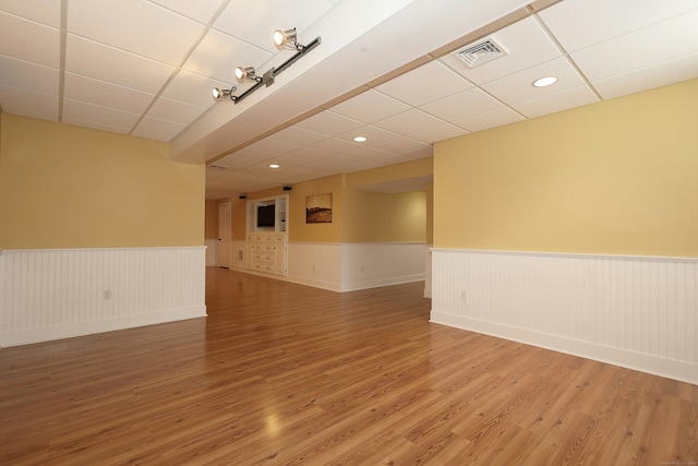 37 Giles Hill Rd, Redding, CT 06896 - spare room featuring a wainscoted wall, a paneled ceiling, light wood finished floors, and recessed lighting