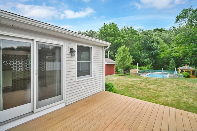 170 Scantic Meadow Rd, South Windsor, CT 06074 - wooden deck featuring an outdoor pool and a lawn