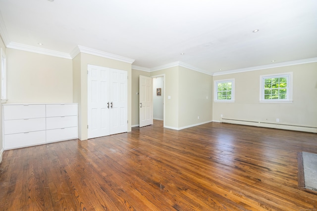 318 Milton Rd, Litchfield, CT 06759 - unfurnished room featuring a baseboard radiator, wood finished floors, and ornamental molding