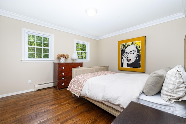 318 Milton Rd, Litchfield, CT 06759 - bedroom featuring a baseboard heating unit, crown molding, and wood finished floors