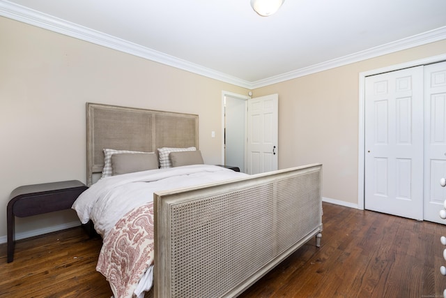 318 Milton Rd, Litchfield, CT 06759 - bedroom with ornamental molding, a closet, and wood finished floors