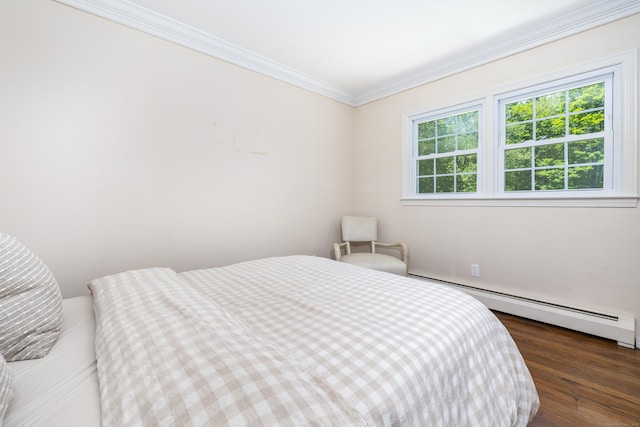 318 Milton Rd, Litchfield, CT 06759 - bedroom featuring a baseboard radiator, crown molding, and wood finished floors