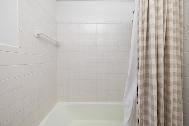318 Milton Rd, Litchfield, CT 06759 - bathroom with shower / tub combo with curtain and tile walls