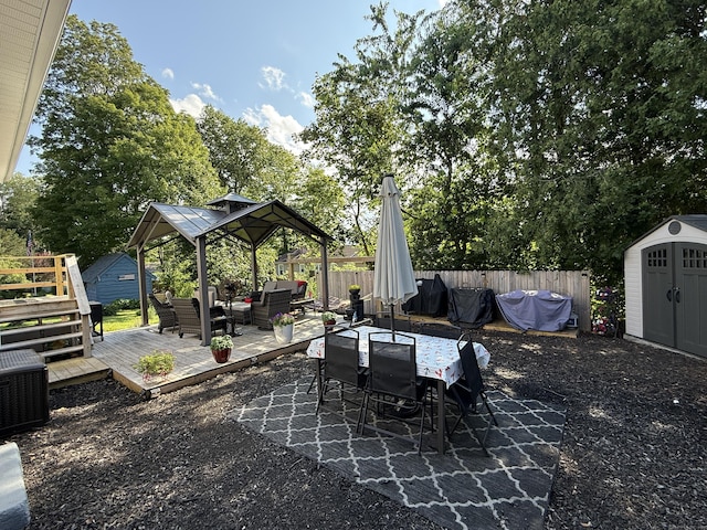 293 Torringford W St, Torrington, CT 06790 - view of patio / terrace with a storage shed, an outdoor living space, a deck, and a gazebo