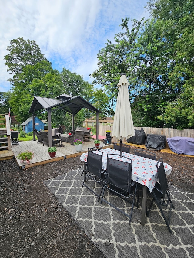 293 Torringford W St, Torrington, CT 06790 - view of patio featuring outdoor lounge area, a gazebo, a deck, and outdoor dining space