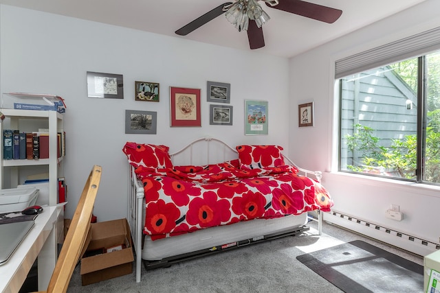 109 Old Farms Rd Unit 109, Torrington, CT 06790 - carpeted bedroom with a baseboard heating unit and ceiling fan