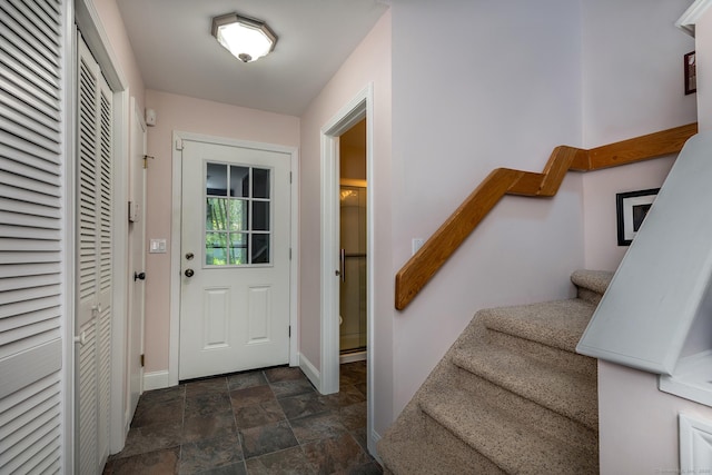 109 Old Farms Rd Unit 109, Torrington, CT 06790 - foyer with stone finish floors and stairs