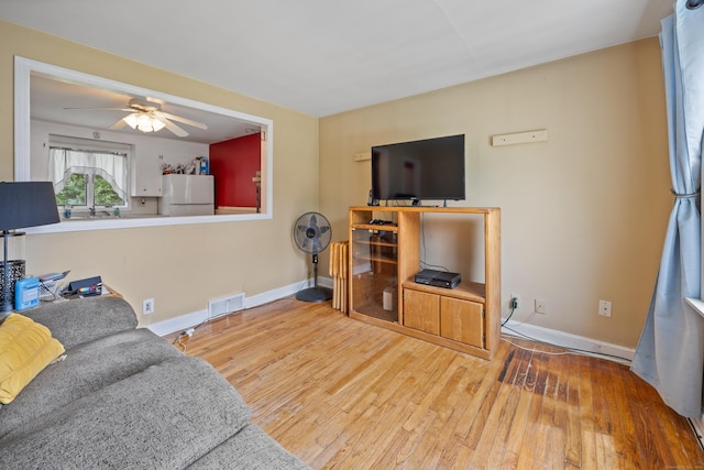 170 Celia Dr, Waterbury, CT 06705 - living room featuring wood finished floors and ceiling fan