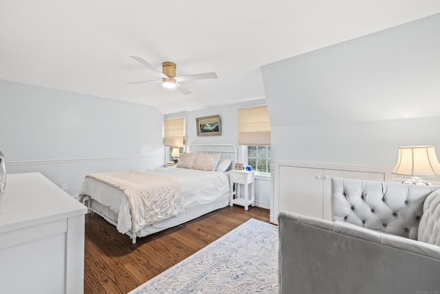 66 Concord St, West Hartford, CT 06119 - bedroom with dark wood-style flooring and ceiling fan