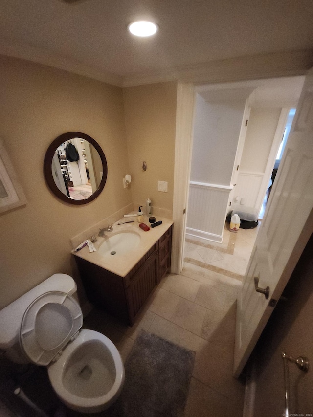 8 Caddy Rd, Norwalk, CT 06851 - bathroom with vanity, tile patterned floors, and recessed lighting