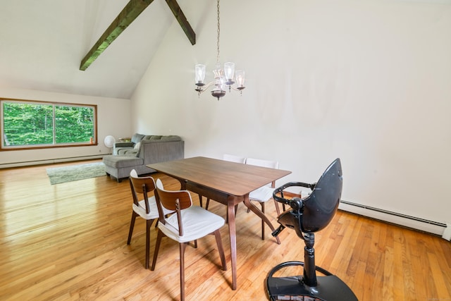15 Revere Rd, Washington, CT 06793 - dining area with a baseboard heating unit, light wood finished floors, and a chandelier