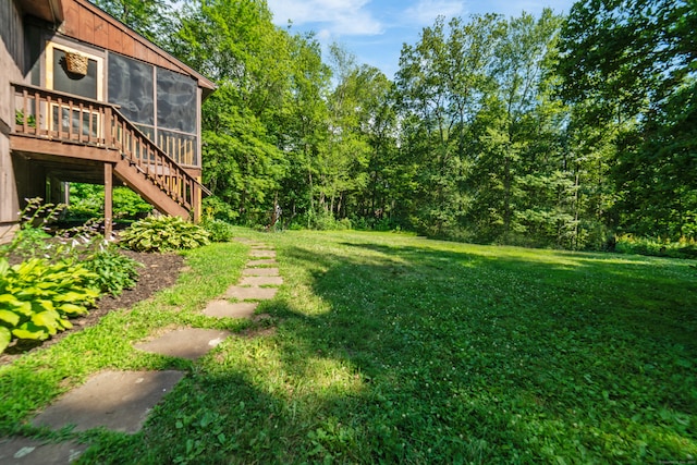 15 Revere Rd, Washington, CT 06793 - view of grassy yard featuring stairs and a sunroom
