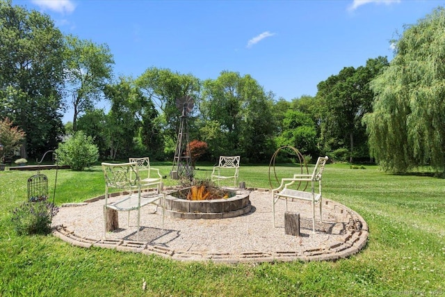 367 Pine Hill Rd, Sterling, CT 06377 - view of grassy yard featuring a fire pit