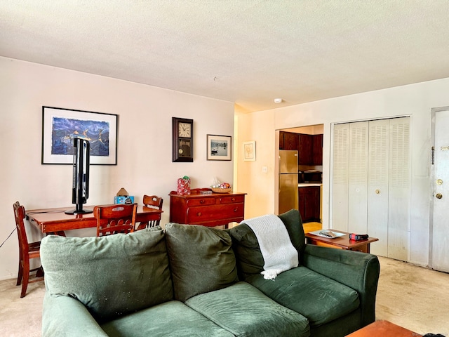 92 Wilton Crst, Wilton, CT 06897 - living area featuring light colored carpet and a textured ceiling