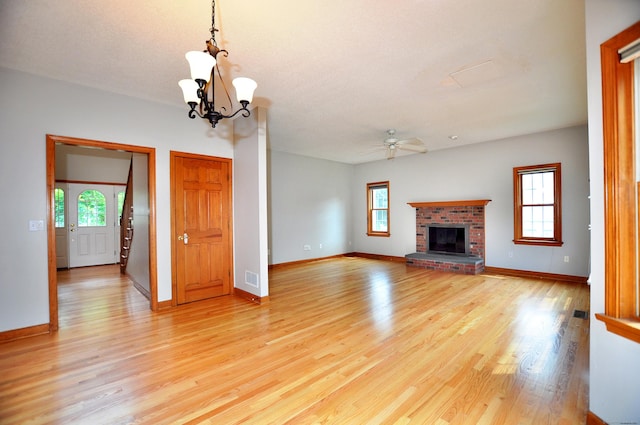 146 Pheasant Way S, Windsor, CT 06074 - unfurnished living room featuring healthy amount of natural light, ceiling fan, and light wood-style floors