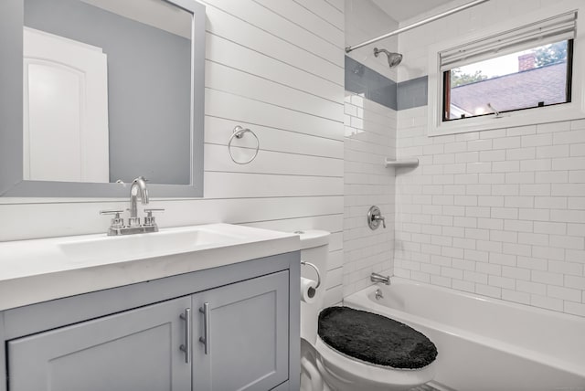 85 Floral Way, Stratford, CT 06615 - full bath featuring washtub / shower combination, vanity, and wooden walls