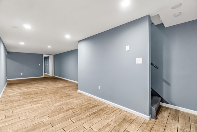 85 Floral Way, Stratford, CT 06615 - spare room with light wood-style flooring, stairs, and recessed lighting