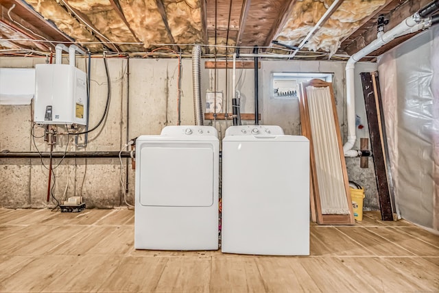 85 Floral Way, Stratford, CT 06615 - laundry area featuring separate washer and dryer and tankless water heater