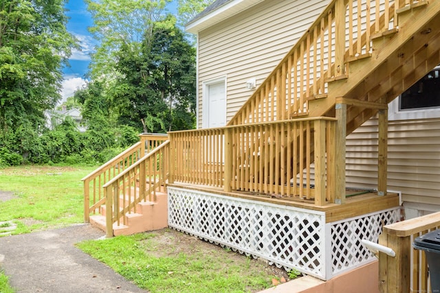 37 Martin St, Hartford, CT 06120 - wooden terrace featuring stairway and a lawn