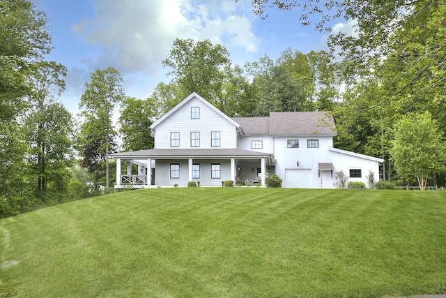 229 Good Hill Rd, Weston, CT 06883 - view of front of home featuring a front lawn, a porch, and view of wooded area