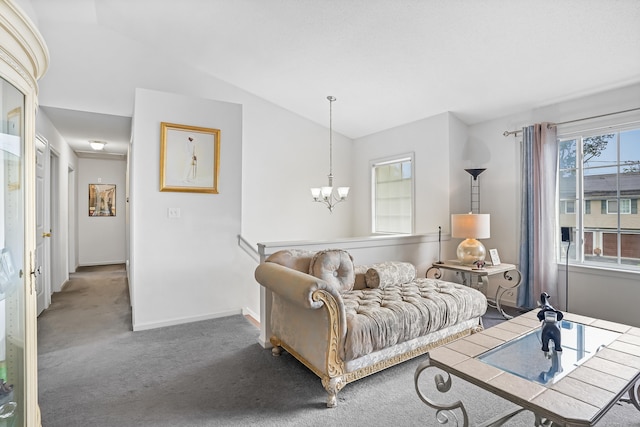 4 Russo Ter, New Haven, CT 06513 - carpeted living area with a chandelier and vaulted ceiling