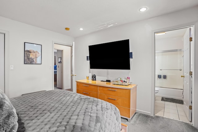4 Russo Ter, New Haven, CT 06513 - bedroom with recessed lighting, light tile patterned floors, ensuite bathroom, and light colored carpet
