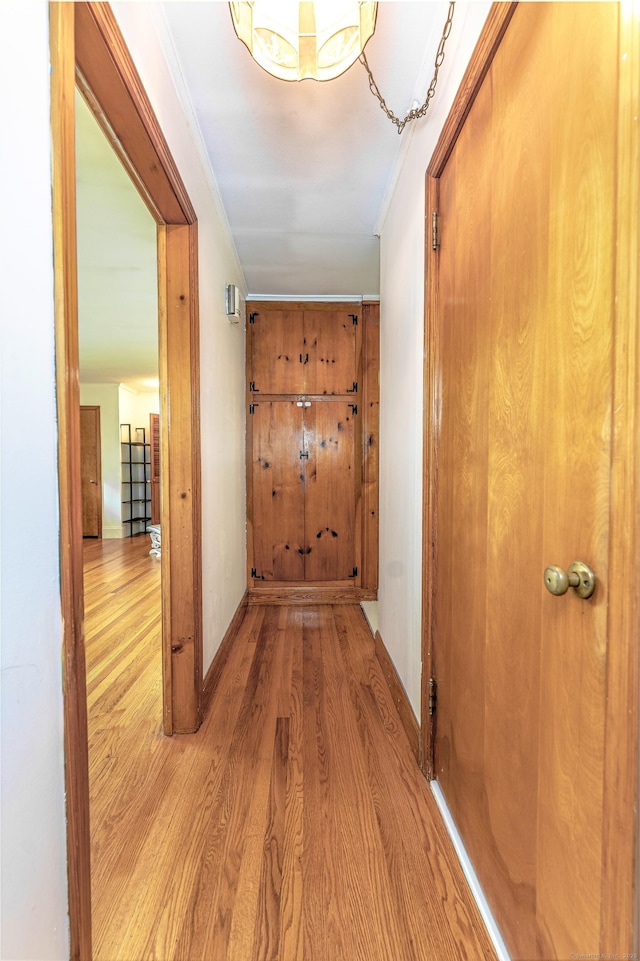 93 Glenrock Rd, Waterbury, CT 06706 - hall with light wood-style flooring and ornamental molding