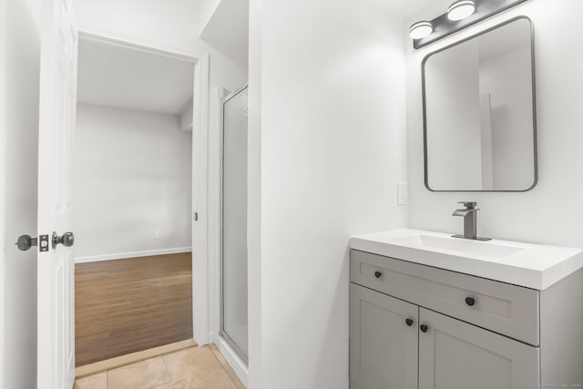 75 Beecher Ave, Shelton, CT 06484 - full bath with vanity, a stall shower, and tile patterned floors