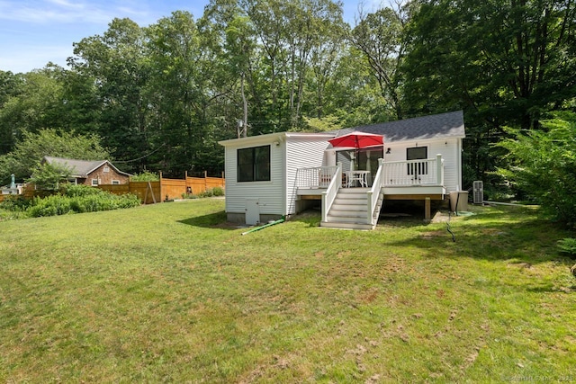 20 Meadow Woods Rd, Essex, CT 06426 - rear view of property featuring a deck and stairway