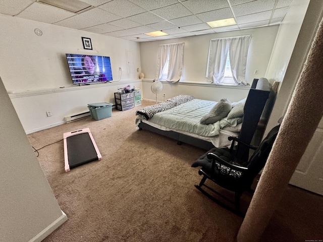 71 Harold St, West Haven, CT 06516 - bedroom with a paneled ceiling, carpet floors, and a baseboard heating unit
