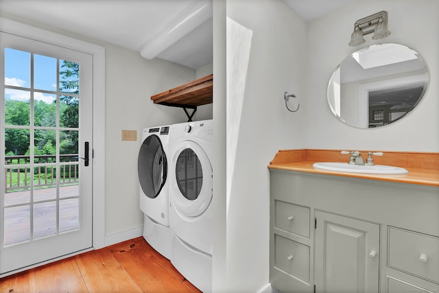 795 Rte 148, Killingworth, CT 06419 - laundry area with washing machine and dryer and light wood finished floors