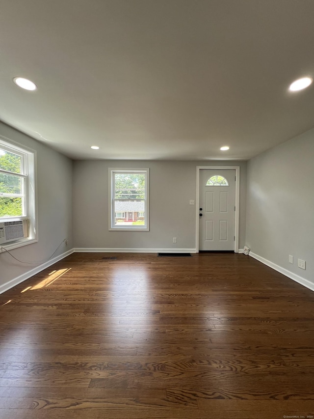2308 N Main St, Waterbury, CT 06704 - entrance foyer featuring plenty of natural light, recessed lighting, dark wood-style floors, and cooling unit