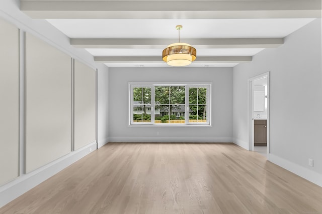 92 Westwood Rd, Fairfield, CT 06825 - unfurnished room featuring beam ceiling and light wood finished floors