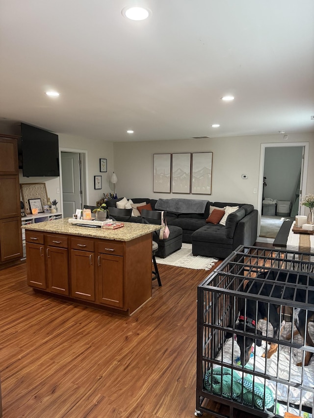 23 Merriman Ln, Prospect, CT 06712 - living room with dark wood-style floors and recessed lighting