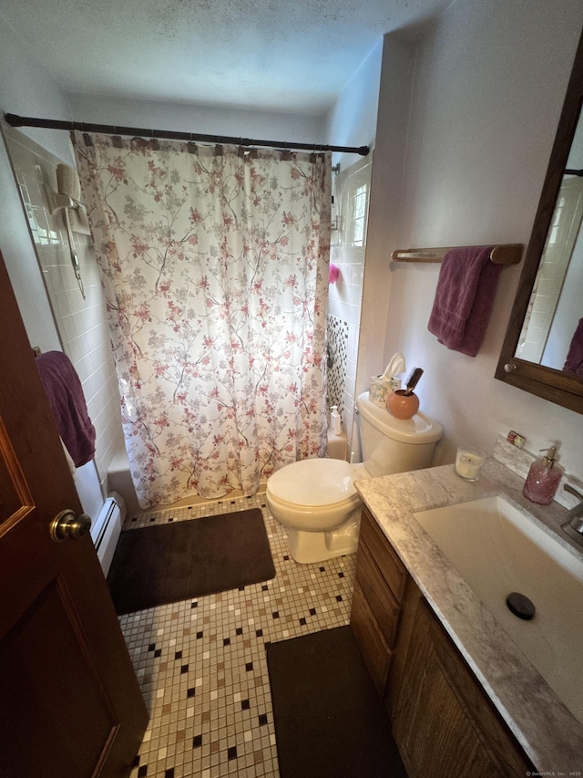 8 Juniper Rd, Windsor, CT 06095 - full bath with vanity, shower / tub combo with curtain, and baseboard heating