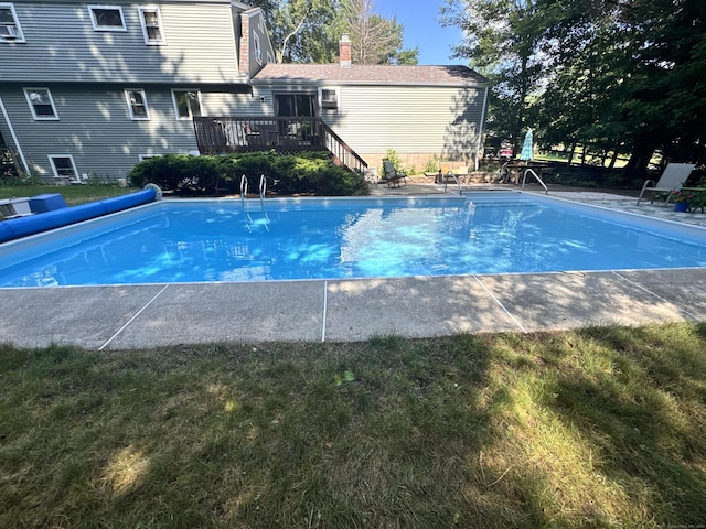 8 Juniper Rd, Windsor, CT 06095 - view of swimming pool with a deck, a covered pool, and stairway