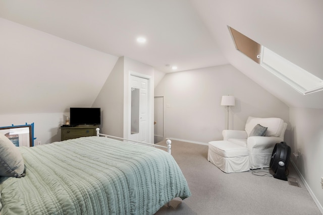 76 Cedarcrest Ct Unit 76, Shelton, CT 06484 - carpeted bedroom featuring vaulted ceiling, a skylight, and recessed lighting