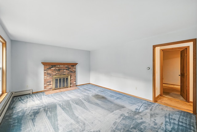 30 Park Rd, Oxford, CT 06478 - unfurnished living room featuring carpet floors, baseboard heating, and a fireplace
