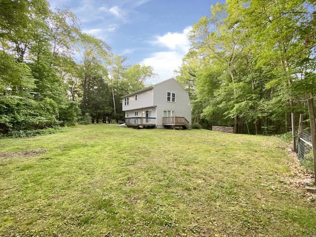 260 Stearns Rd, Mansfield, CT 06268 - view of grassy yard featuring a wooden deck