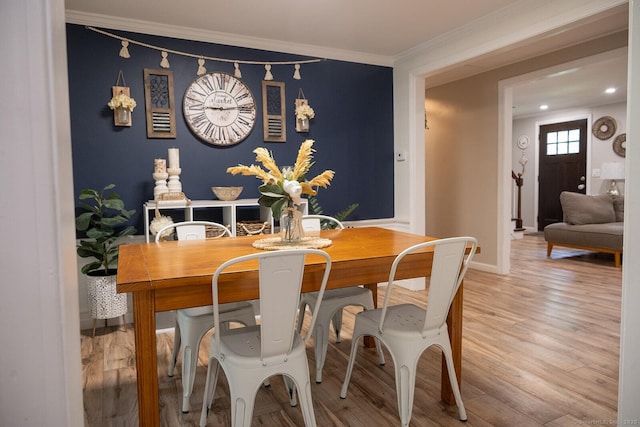 3 Olde Salem Dr, Somers, CT 06071 - dining space featuring light wood-style flooring, crown molding, and recessed lighting