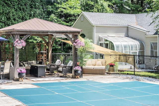 3 Olde Salem Dr, Somers, CT 06071 - view of patio featuring outdoor lounge area, a covered pool, and a gazebo