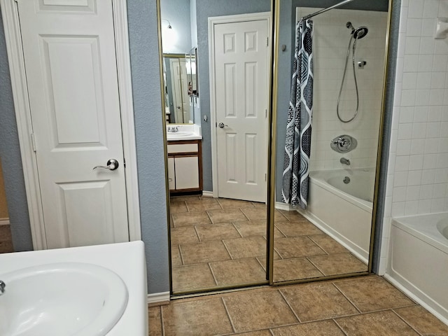 31 High St Apt 11206, East Hartford, CT 06118 - bathroom with shower / tub combo, vanity, and tile patterned flooring